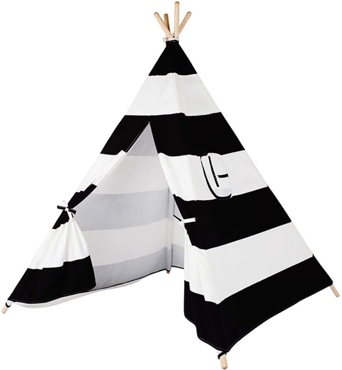 Kindertipi tipi zwart wit streep- wigwam - indianentent - speeltent| 100% katoen